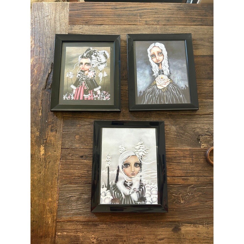 Angelina Wrona Gothic Art Print Set Framed Dark Fairy Anime Surreal Goth Decor